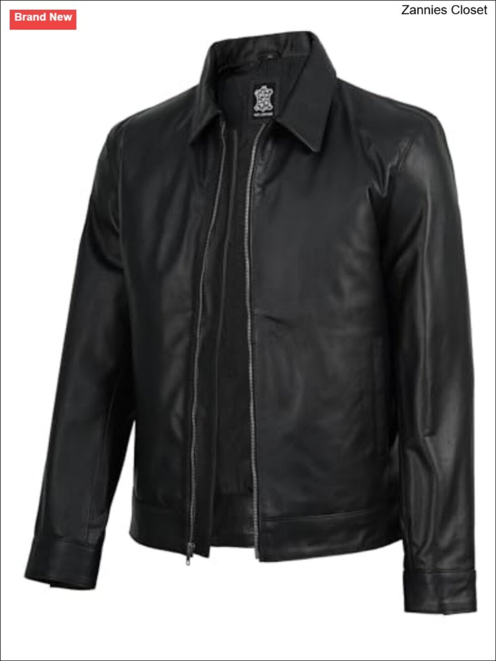 Genuine Cowhide Leather Jacket Men Regular Fit Zip Front Casual